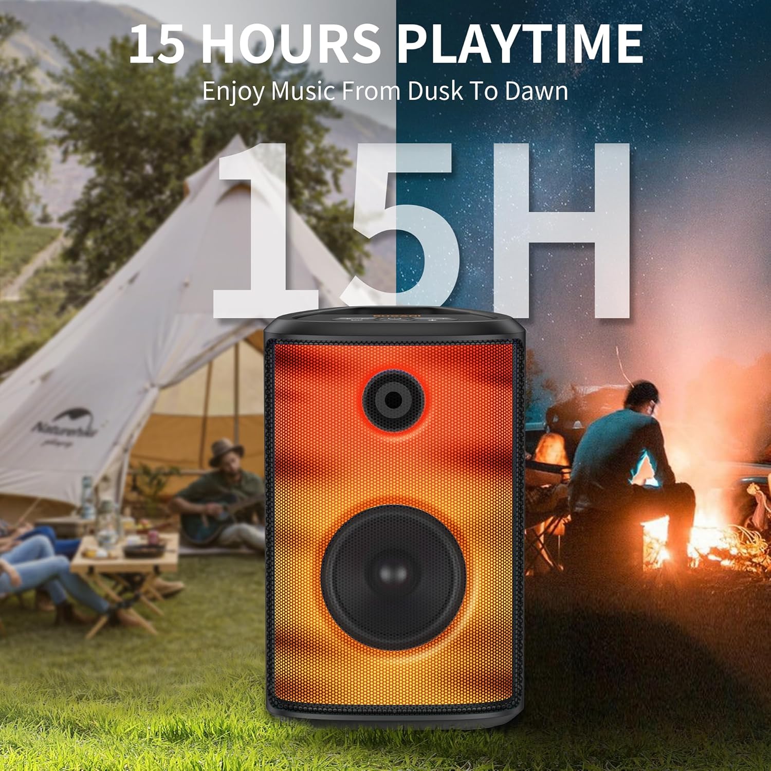 BUGANI Loud Bluetooth Speaker, 120W Portable Wireless Speakers with Punchy Bass and Loud Sound, LED Lights, 15H Playtime, IPX6 Waterproof, Support AUX/TF Card/USB, Big Party Speaker for Outdoor