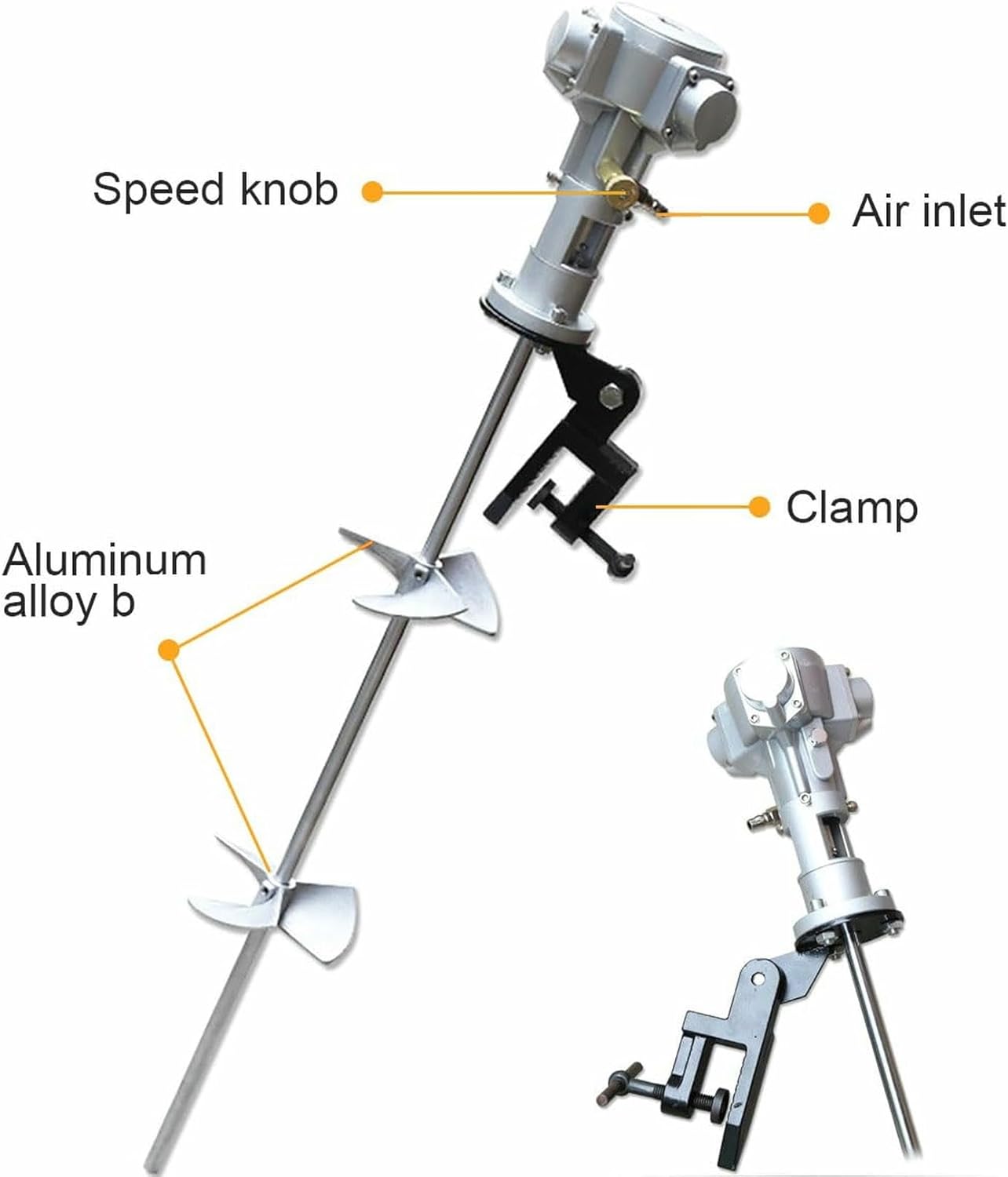 Pneumatic Paint Mixer 200L, Stainless Steel Automatic Stirring Machine with Air Agitator, Bracket Mixer, for Viscous Liquid, Ink, Dye, Adhesive, Mixing Applications-