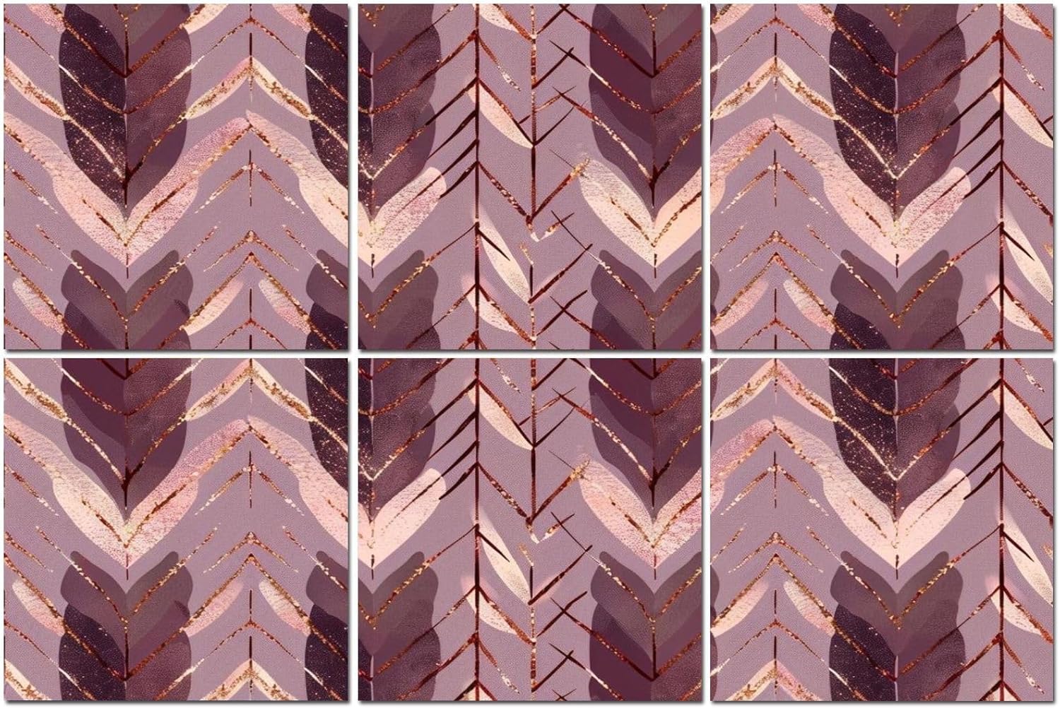 6 Pack Art Acoustic Panels Rose gold glitter knitted seamless pattern Soundproof Wall Panels, 48