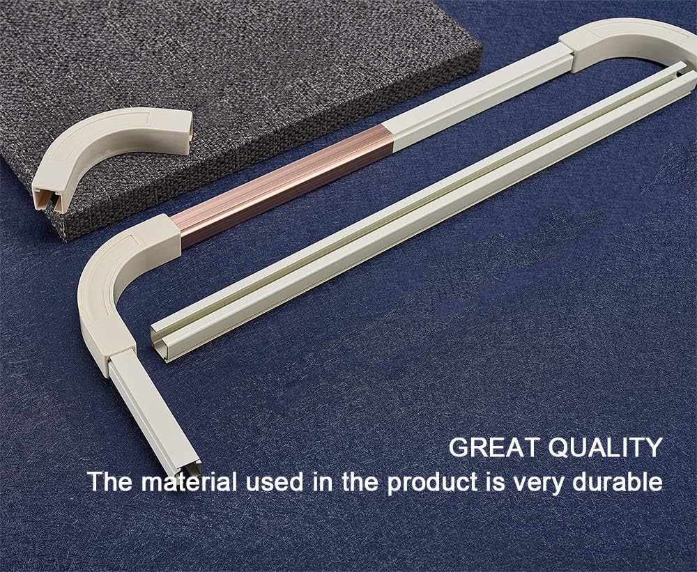 Aluminum alloy ceiling curtain tracks with hooks & corner connectors (Set of 2), heavy-duty room partition curtain rod tracks, suitable for living rooms, bedrooms, and bathroom(6-9 ft Track Set)White