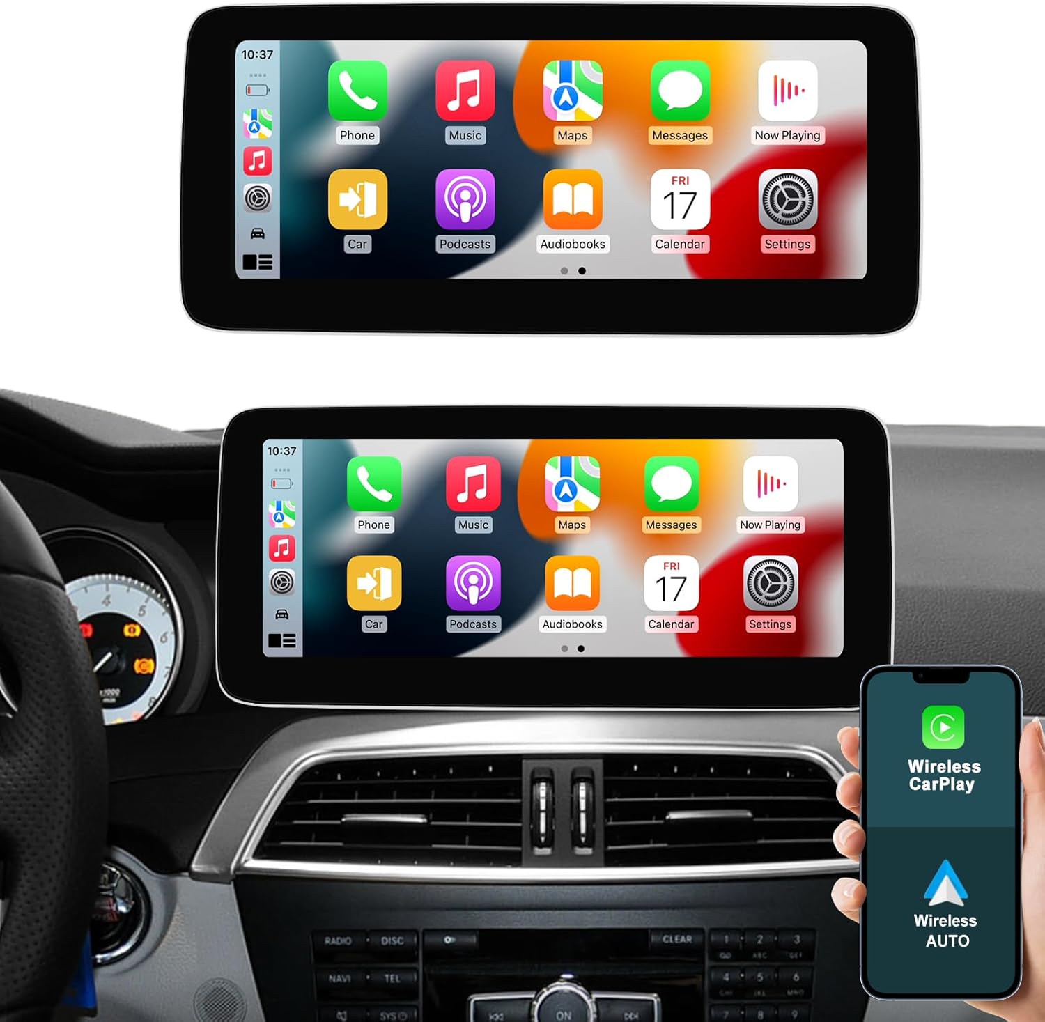 10.25'' Android 14 Car Radio Wireless Carplay Touchscreen for Mercedes Benz C Class W204 S204 2011-2014 NTG4.5 System Car Stereo, Support Wirless Android Auto, Navigation, Camera