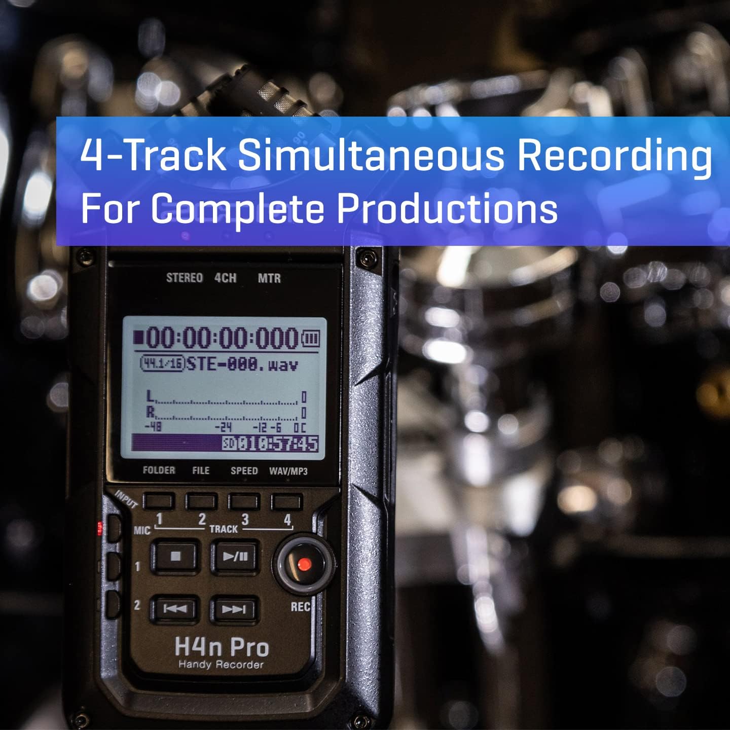 Zoom H4n Pro 4-Track Portable Recorder, All Black, Stereo Microphones, 2 XLR/Combo Inputs, Battery Powered, for Stereo/Multitrack Recording of Music, Audio for Video, and Podcasting