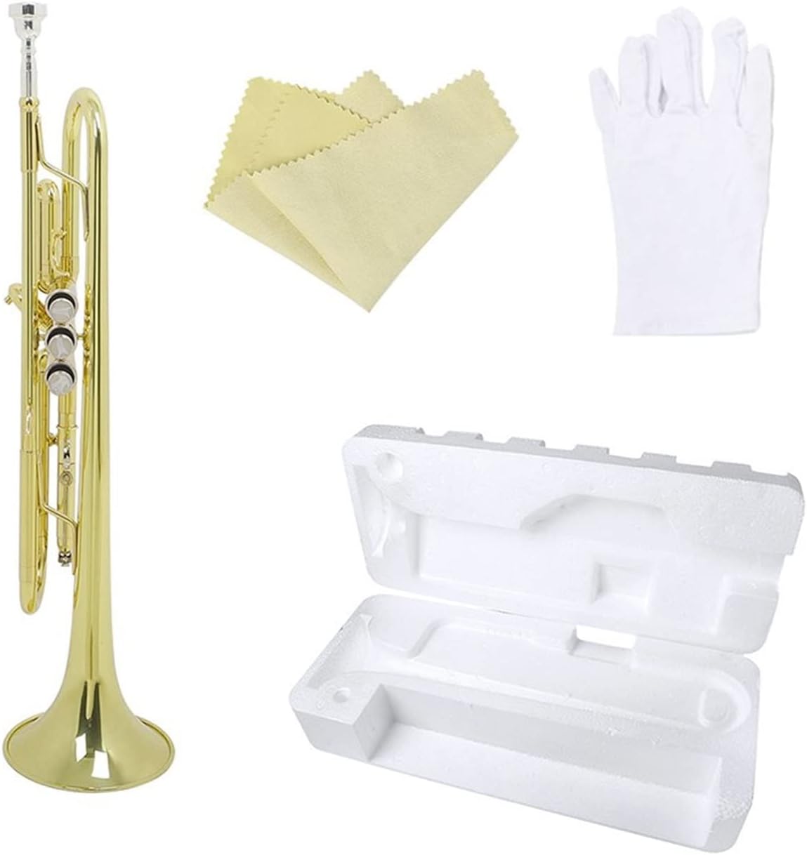 KESHUO Musical Trumpet Bb B Flat Brass Trompeta Golden Durable Trompete Musical Instrument with Mouthpiece Gloves Foam Case Trumpets