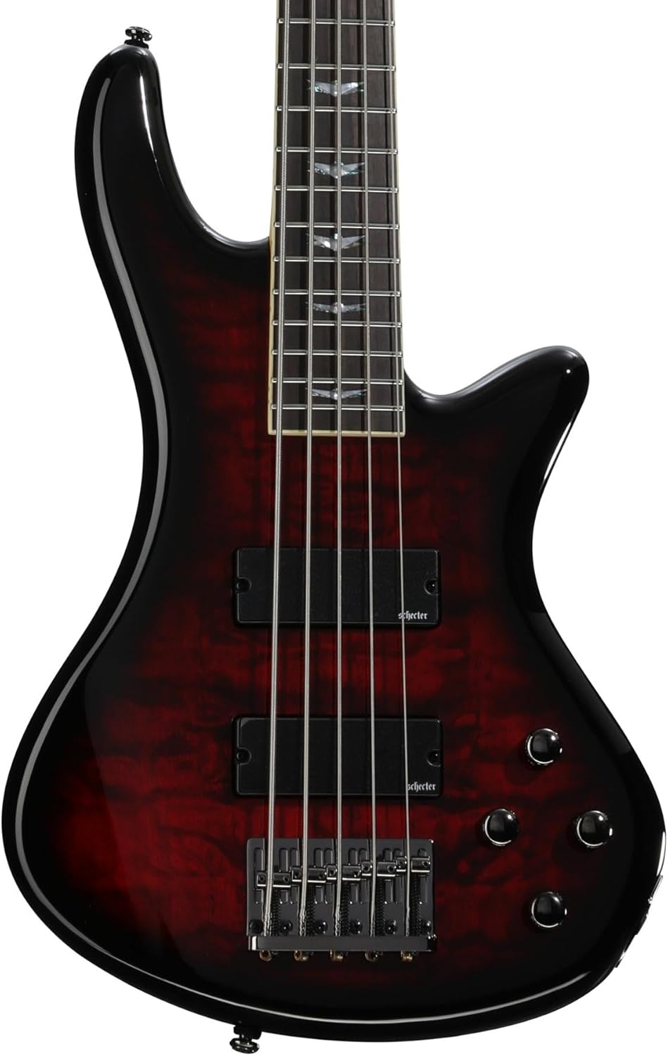 Schecter Stiletto Extreme-5 Bass Guitar, Black Cherry
