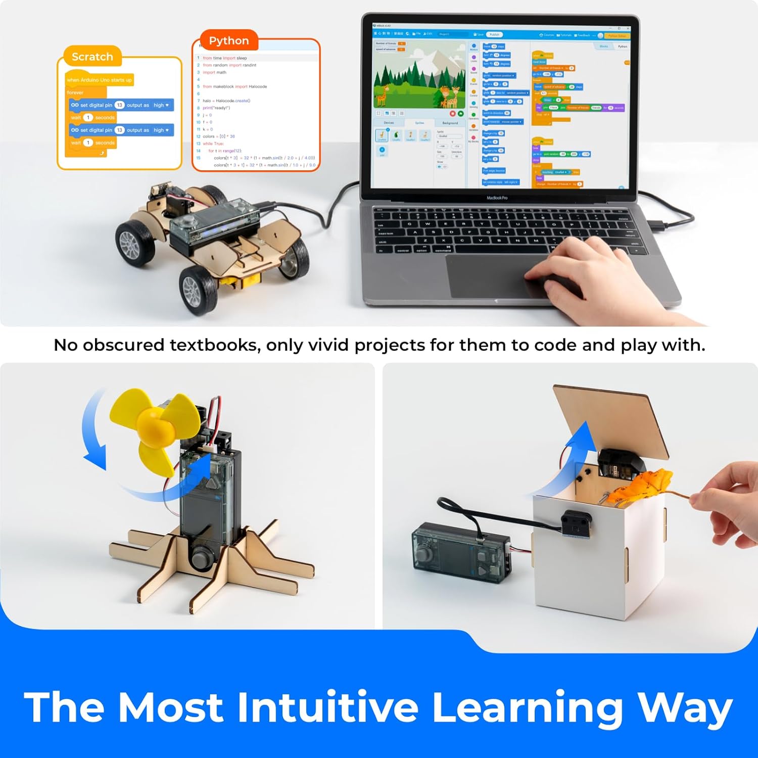 Makeblock Cyberpi Project-Based Coding Kit, Coding for Kids Support Scratch & Python Programming, STEM Projects for Kids Ages 8-12, Robotics Kit Support AI & IoT Technology with Built-in WiFi Module
