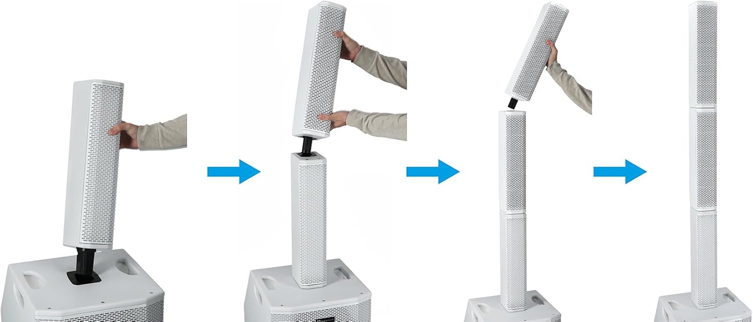 Rockville Bundle: (2) Titan Array System White Pro Powered Column Array Speakers with Dual 10