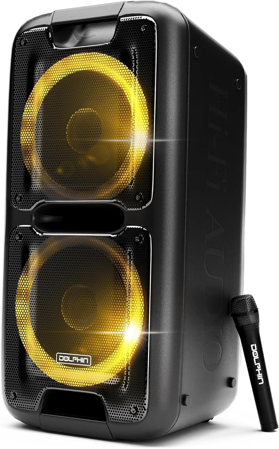 Party Speaker Dolphin Portable Bluetooth Speaker with Sound-Activated, TWS, Powerful X-Bass, Dual 10