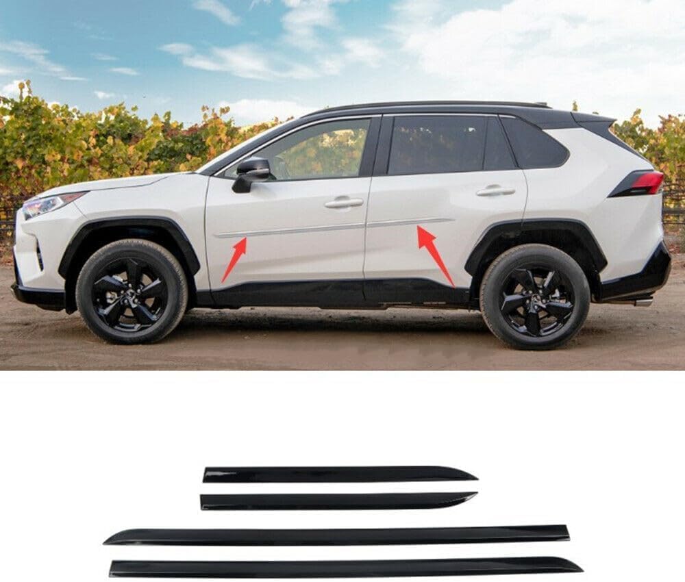 HIGH FLYING for Toyota RAV4 2019-2025 Car Exterior Accessories Side Panels Door Body Molding Protector Stripe Overlays ABS Black 4pcs
