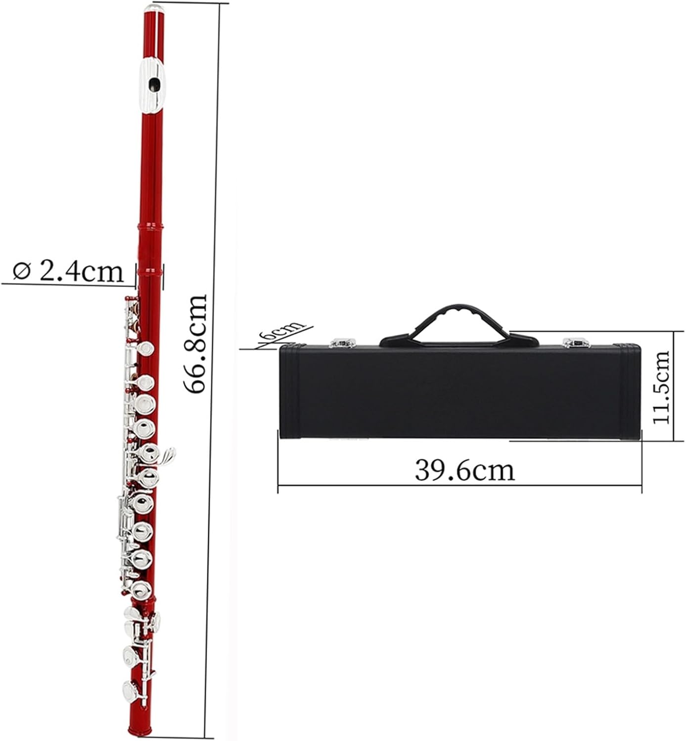 Flute 16 Hole Flute W/E Key Woodwind C Note Nickel Plated Silver Key Cupronickel Flute W/Music Box Flutes Musical Instruments