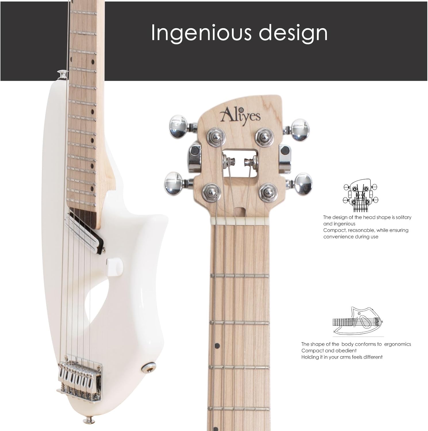 Aliyes Light Electric Guitar For Travel,Full 25 1/2