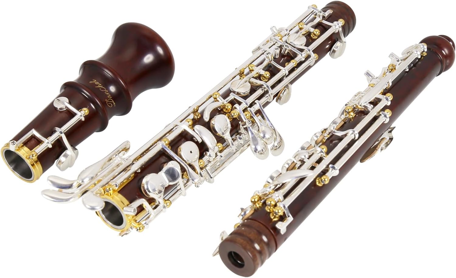Oboe Professional Performance Level Redwood Body Silver Plated Semi Automatic C Tone with Reeds, Cleaning Cloth, Oboe Swab, Powder Paper, Absorbing Paper, Thumb Rest, Screwdriver, Gloves, Case