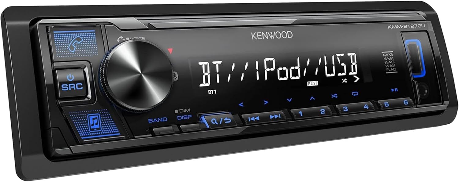 Kenwood Refurbished KMM-BT270U 1-DIN Digital Media Car Stereo Receiver with Bluetooth