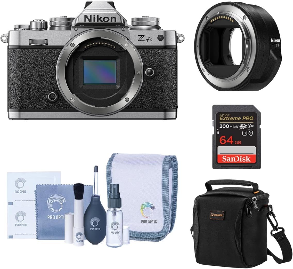 Z fc DX-Format Mirrorless Camera with Mount Adapter FTZ, Candisk PRO 64GB, Alpine 120, ProOp Cleaning Kit