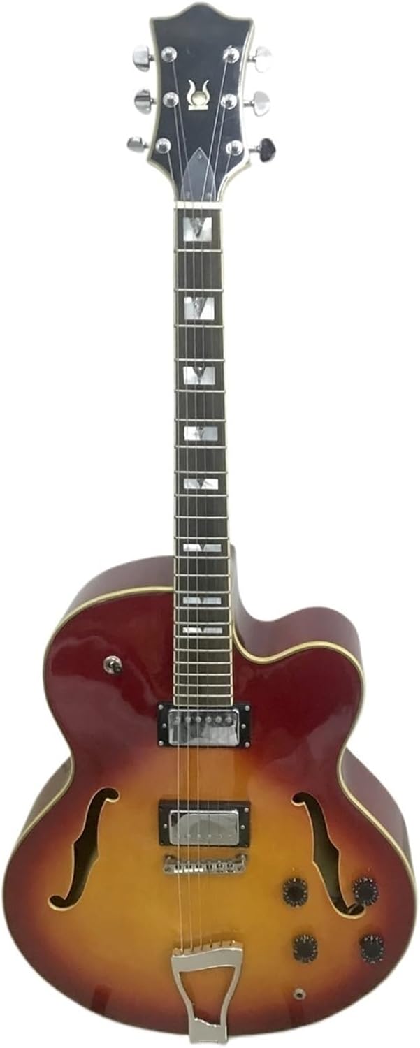 Beginner Electric Guitar Kits Sunset Color Single Cut Rounded Fully Hollow F Hole Jazz Electric Guitar