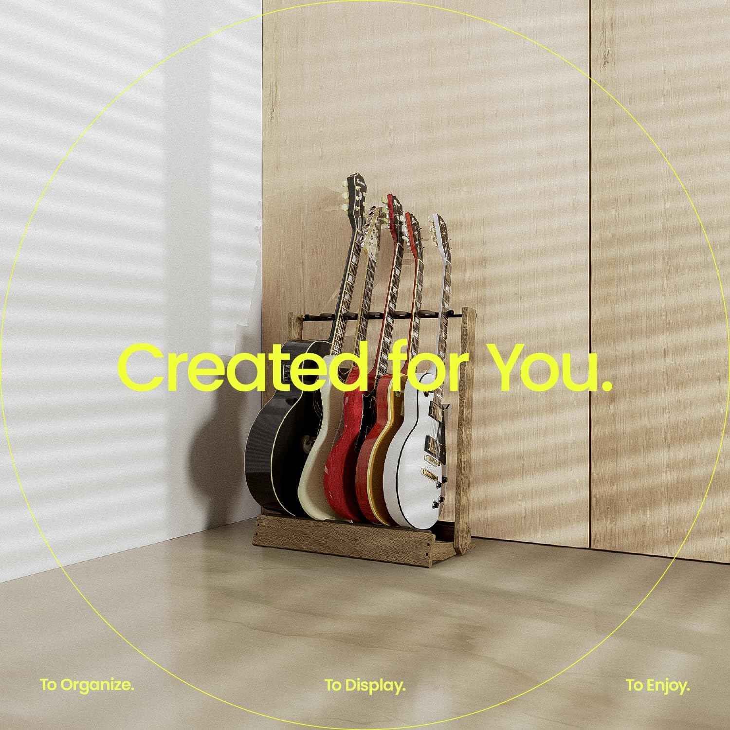 String Swing Guitar Stand for 6 Electric or Bass, or 3 Acoustic Guitars for Home or Studio (CC34)