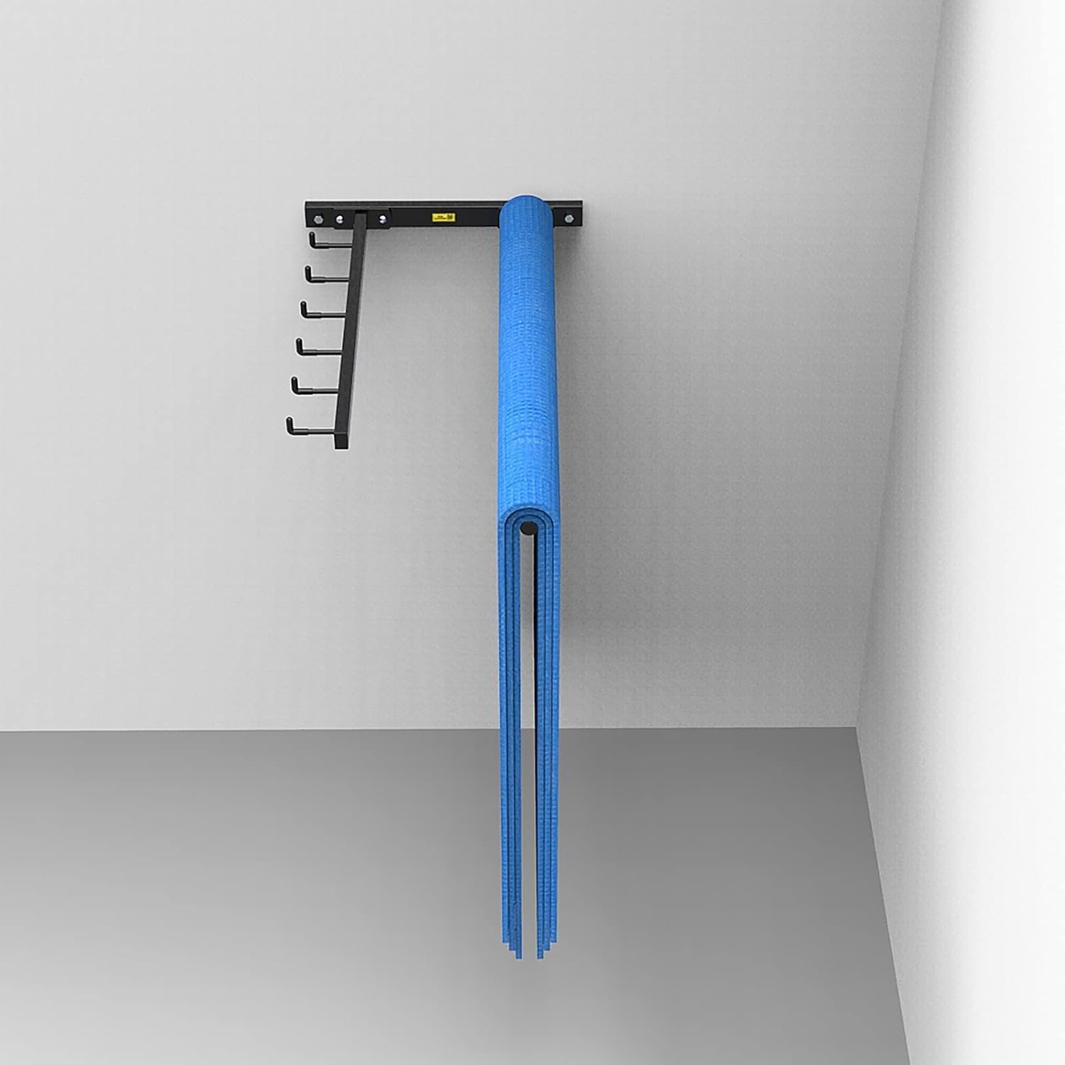 Wall Mount Yoga Mat/Balls Holder for Home/Gym/Office Corner, Heavy Duty Exercise Mats Storage Shelf with Hooks - for Hanging Yoga Straps