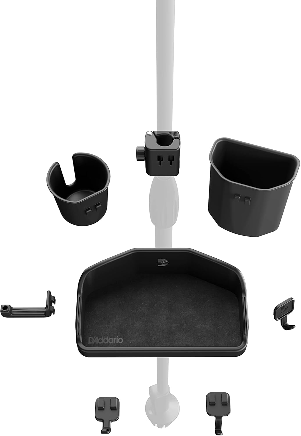 D'Addario Mic Stand Accessory System Starter Kit with Gear Tray, Cup Holder & Tip Jar