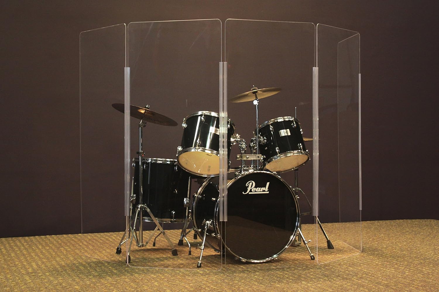 Drum Shield 5 panels 2ft wide X 5 ft tall in Acrylic Drum cage with full length flexible Hinges (5panels 2ftX5ft) drum screen, sound isolation, Made in USA