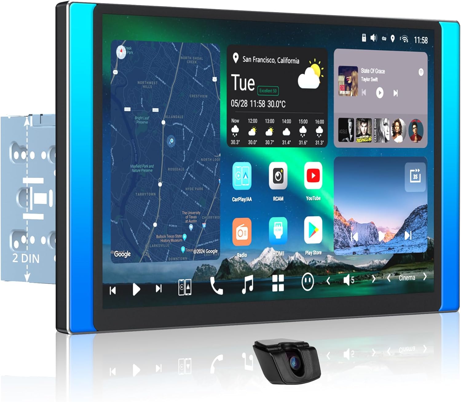 AC-FHD02DV FHD 1080P On-Dash DVR Camera,for X10G225E,12.5 inch QLED AI Android Double Din Car Stereo, 8G+128G, 4G LTE,Wireless Carplay & Android Auto,Dual Bluetooth & WiFi