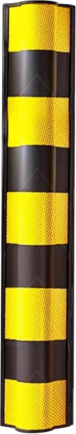 Rubber Corner Guard with Yellow Strips for Parking Columns and Garage Walls Protect Edge and Car Door from Damage, Reflective Wall Edge Protectors, Garage Wall Protector(Rounded corner - 1pc,80