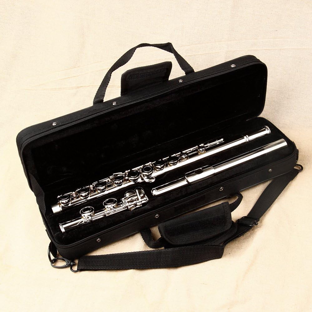 MoonAngel Silver Nickel Plated 17 Hole C Key Flute, Woodwind Instrument, Silver Color