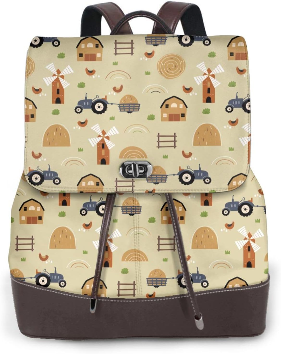 Car Tractors and Houses for Womens Backpack Purse Microfiber PU Anti-theft Large Fashion Designer Travel Bag Ladies Shoulder Bags