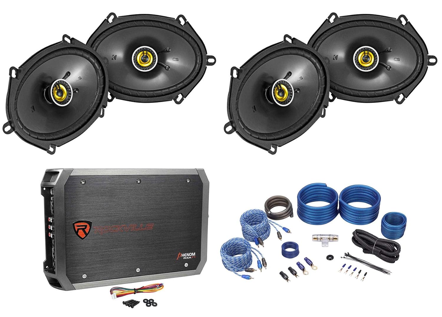 4 Kicker 46CSC684 CS68 6x8 450w Car Audio Speakers+4-Channel Amplifier+Amp Kit