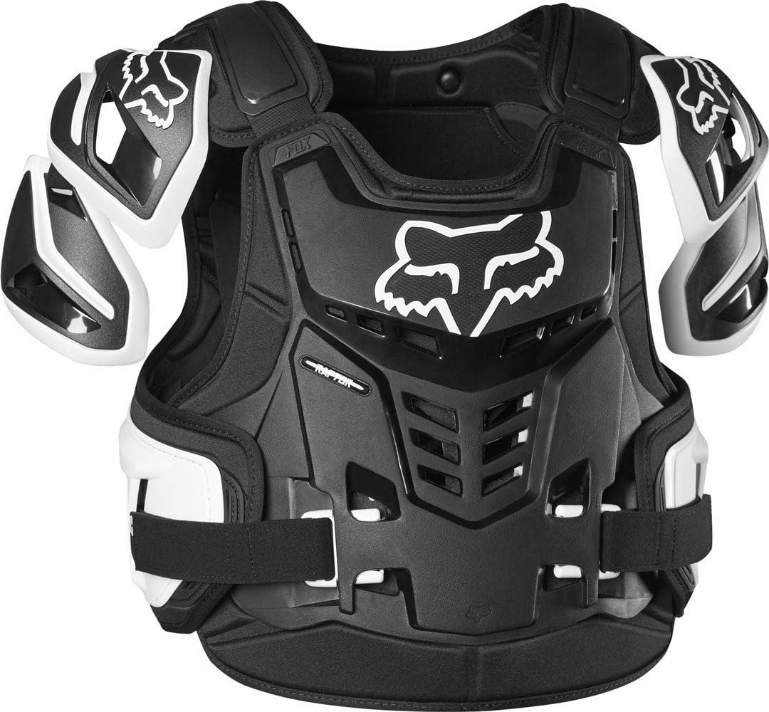 Fox Racing Raptor Motocross Dirt Bike Vest CE Chest Guard, Black/White, Large/X-Large