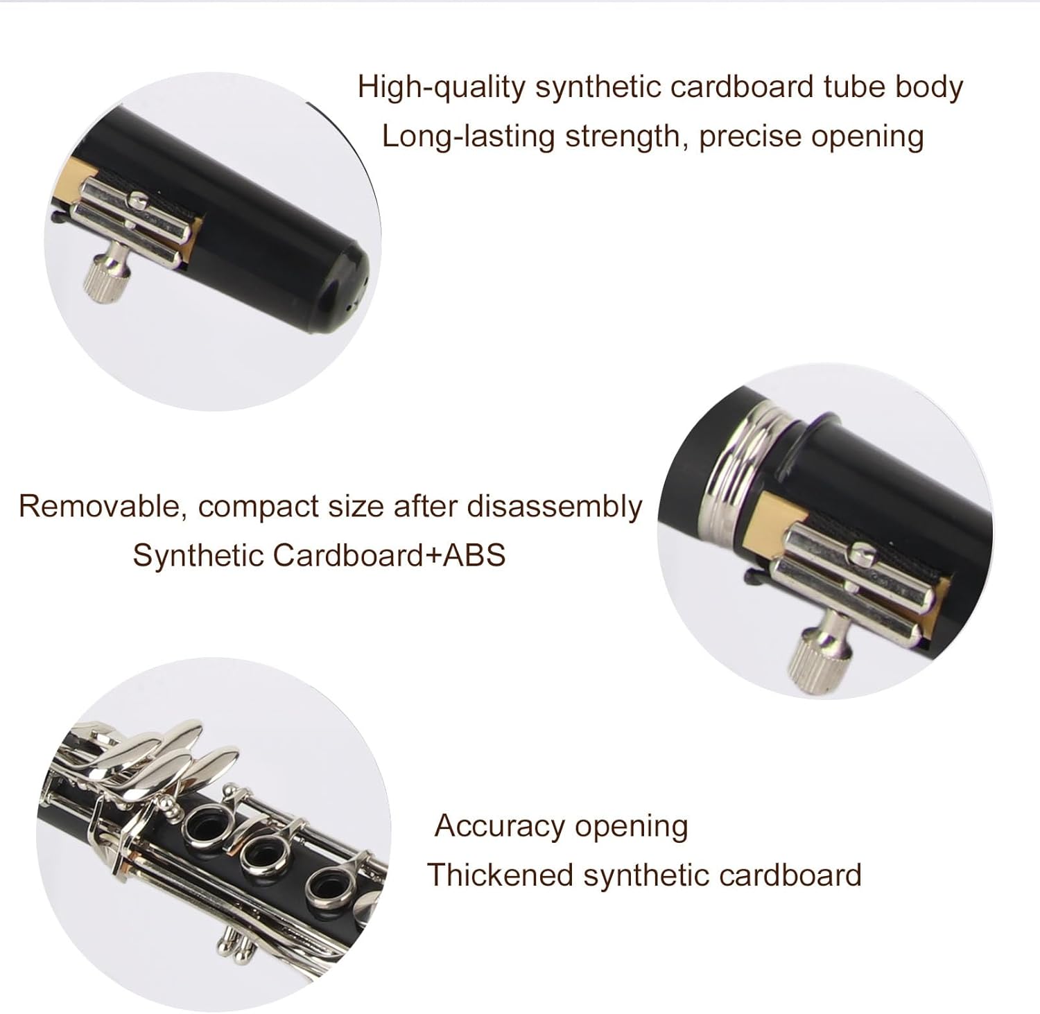 B Flat Clarinet, Clarinet 17Key Wood Bb with Cleaning Cloth Reed Screwdriver Box Musical Instrument for Intermediate Beginner (Black)