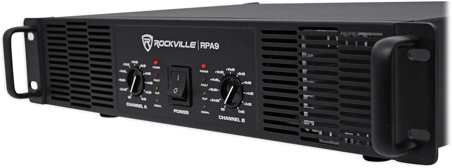 Rockville (2) RSG15.24 Dual 15 PA Speakers RPA9 Power Amplifier Amp