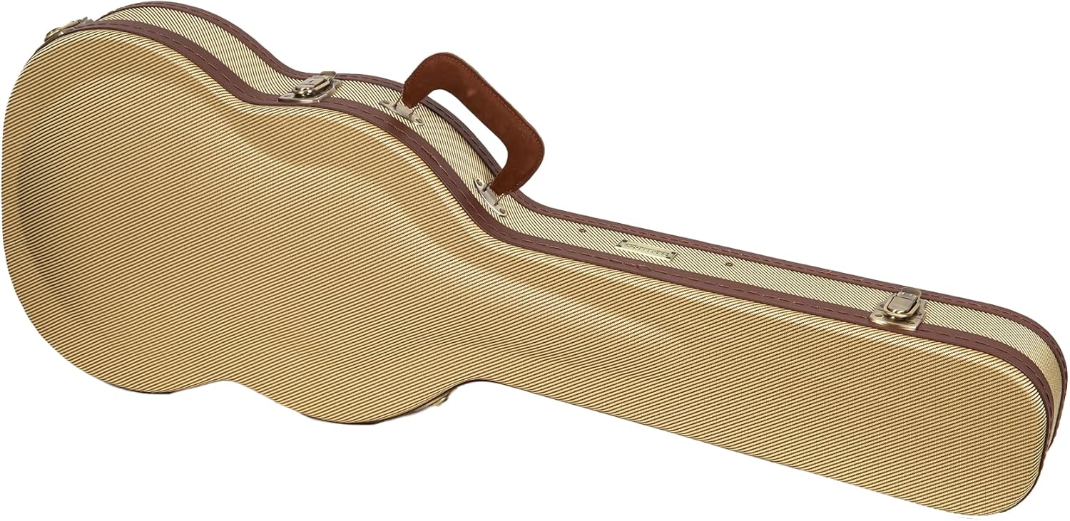 Crossrock Master Series SG Electric Guitar Case | Classic Fabric Tweed Exterior, Re-Engineered Wooden Shell, Leather Handle(CRW720SGFT)