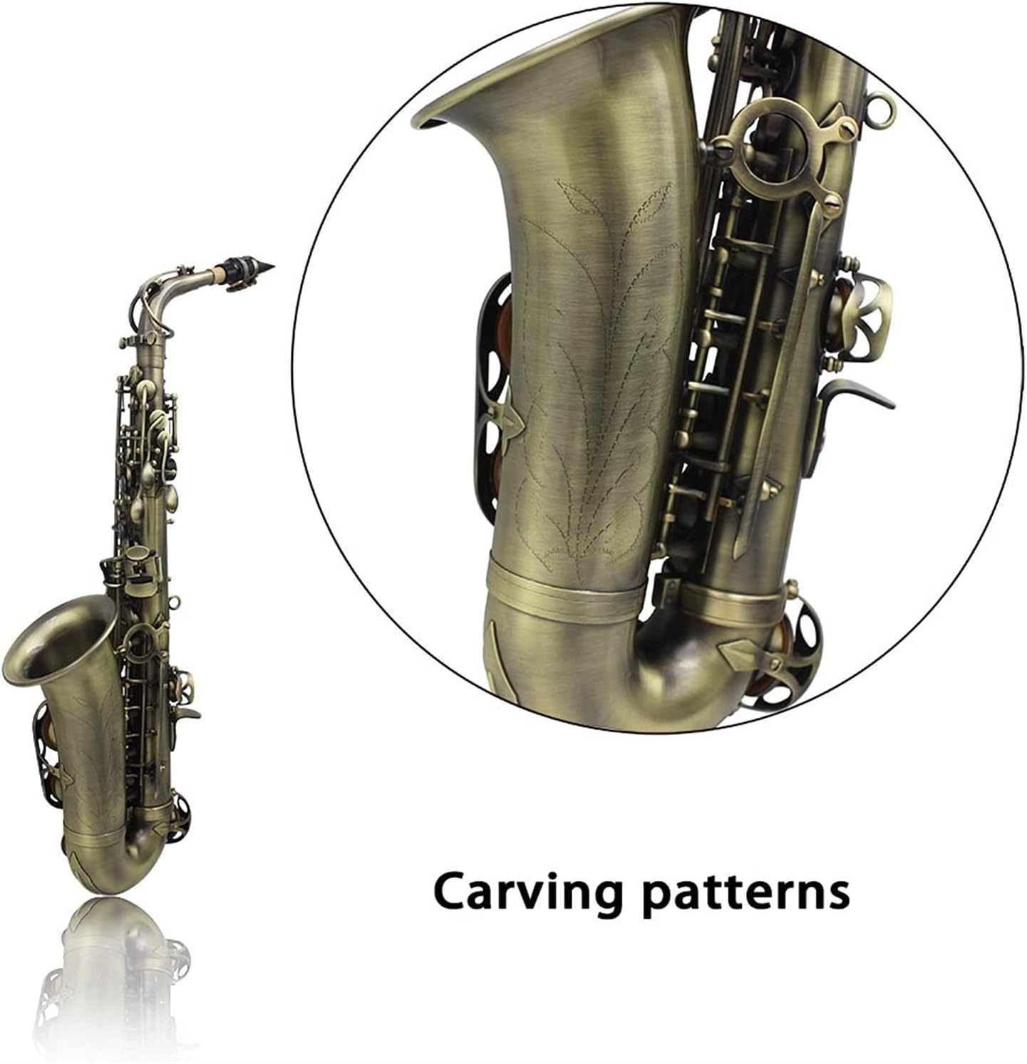 Sax Beginners Kit High Grade Antique Finish Bend EB E- Flat Alto Saxophone Sax Abalone Shell Key Carve Pattern Wind Instrument