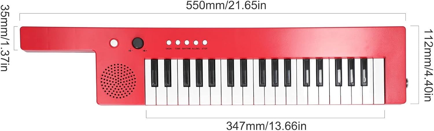 Keyboard Piano 37 Keys Electronic Piano Organ Keyboard Piano Type-C Rechargeable Guitar with Straps Microphone