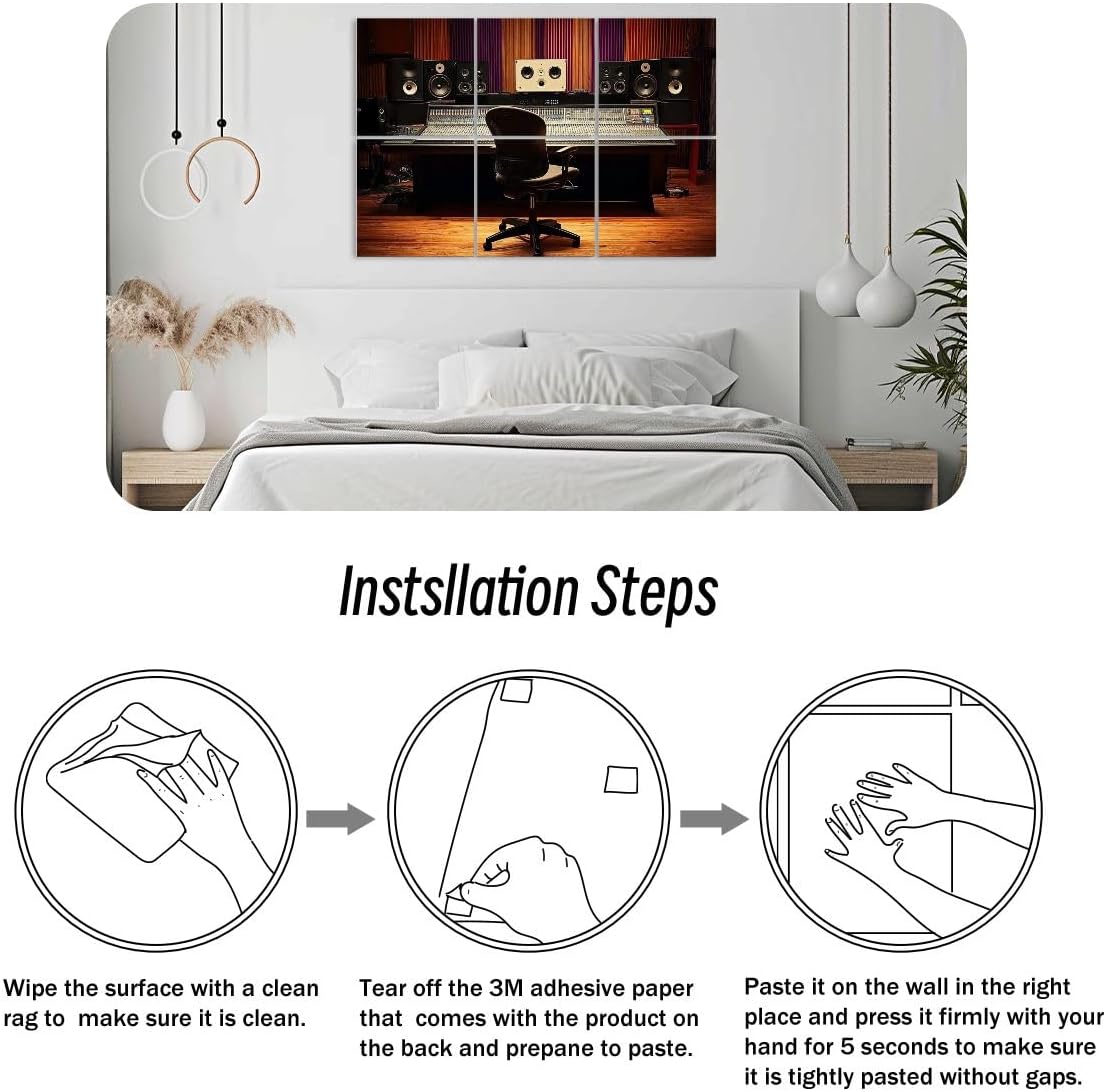 6 Pack Art Acoustic Panels musical recording studio chair Sound Absorbing Panel 48