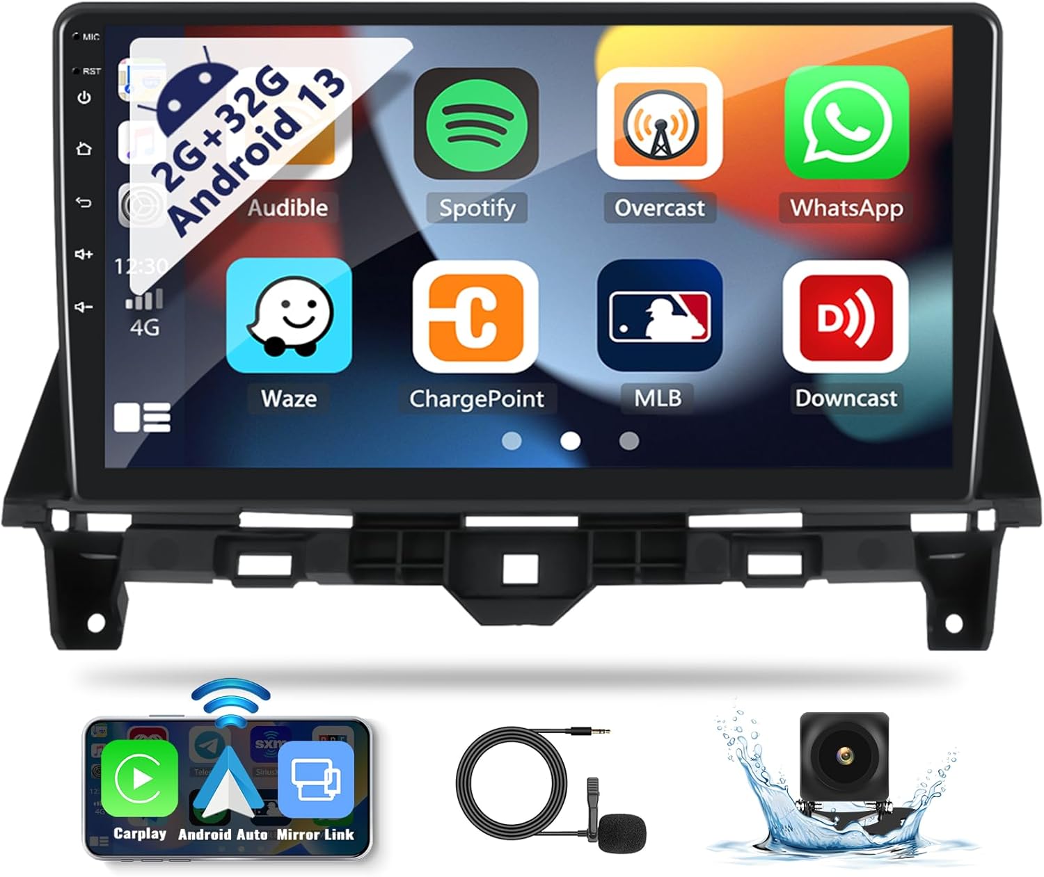 SIXWIN Android 13 Car Stereo for Honda Accord 2008 2009 2010 2011 2012 2013 10.1 Inch Touch Screen 2G+32G CarPlay Android Auto Car Radio Bluetooth GPS Navigation WiFi FM SWC Backup Camera MIC