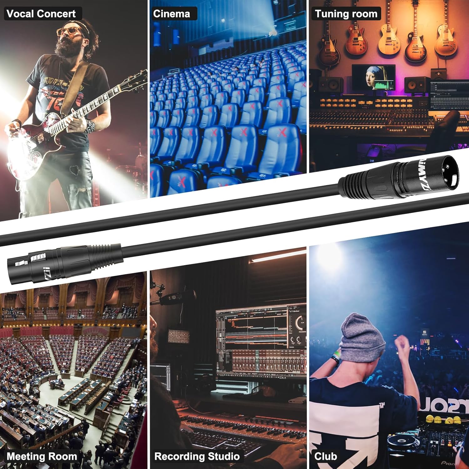 XLR Cable Microphone Cable 100 Feet 2 Pack Premium Balanced Mic Cable Pure Copper Conductors Male to Female 3 Pin XLR Microphone Cable