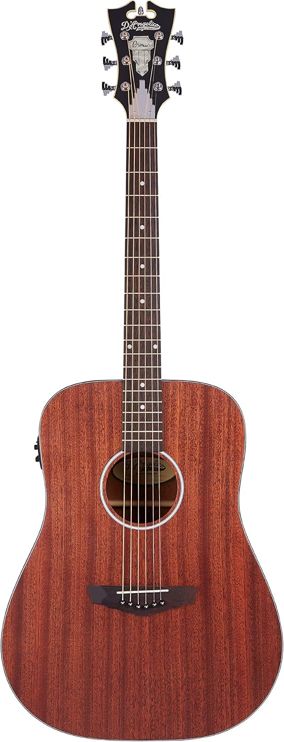 D'Angelico 6 String Acoustic-Electric Guitar, Right, Natural (DAPLSD300MAHCP)