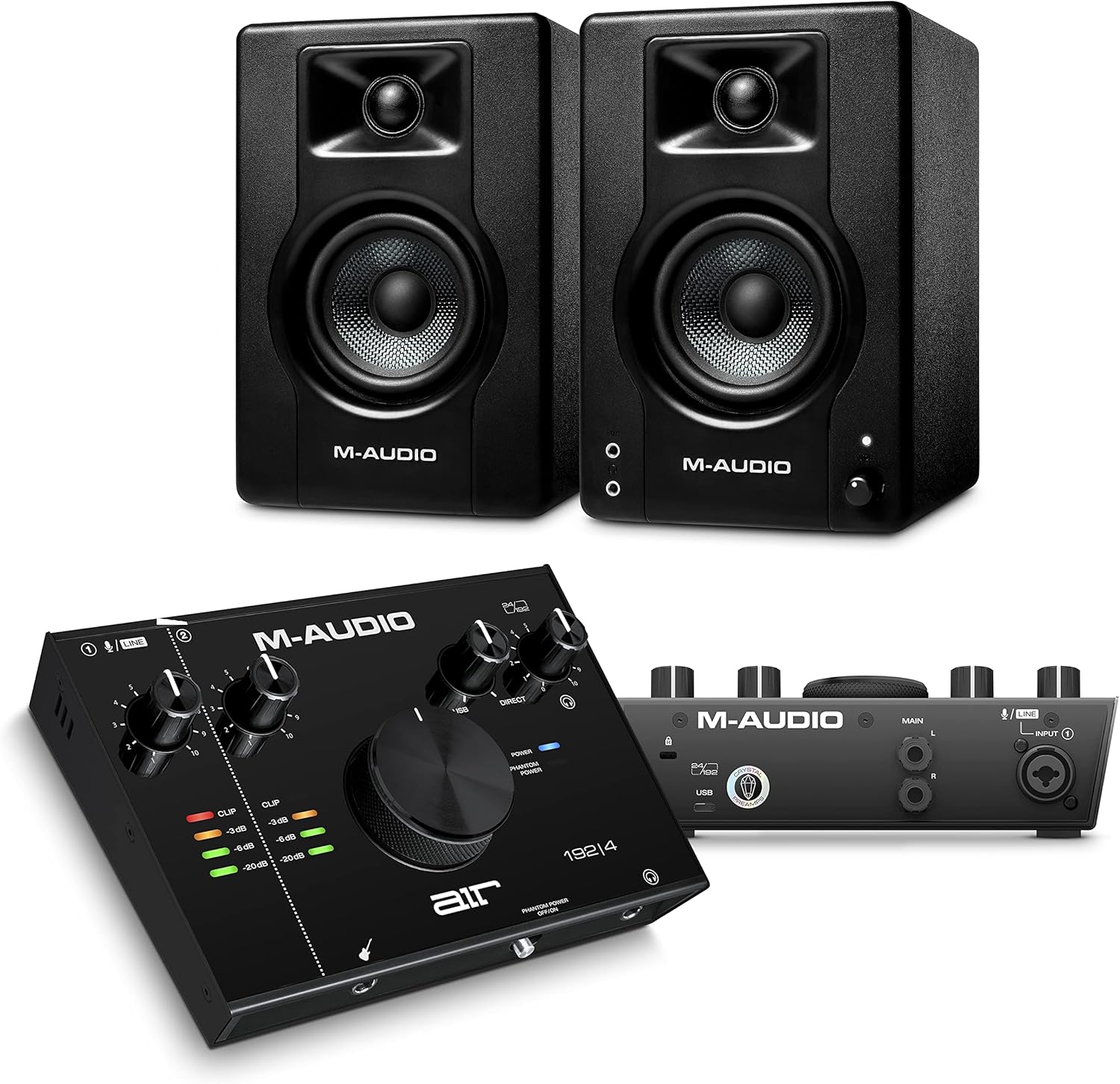 M-Audio BX3 and AIR 192|4-120-Watt Studio Monitors/Desktop Computer Speakers and USB Audio Interface for Gaming, Live Streaming, and Podcasting
