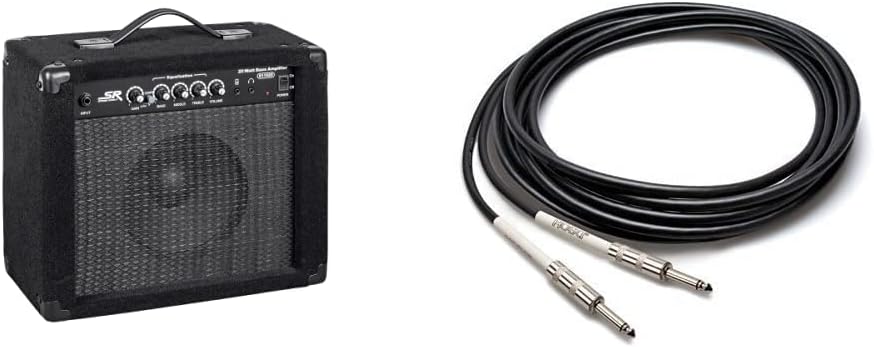 Monoprice 20-Watt Bass Combo Amplifier + Hosa 10ft Guitar Cable