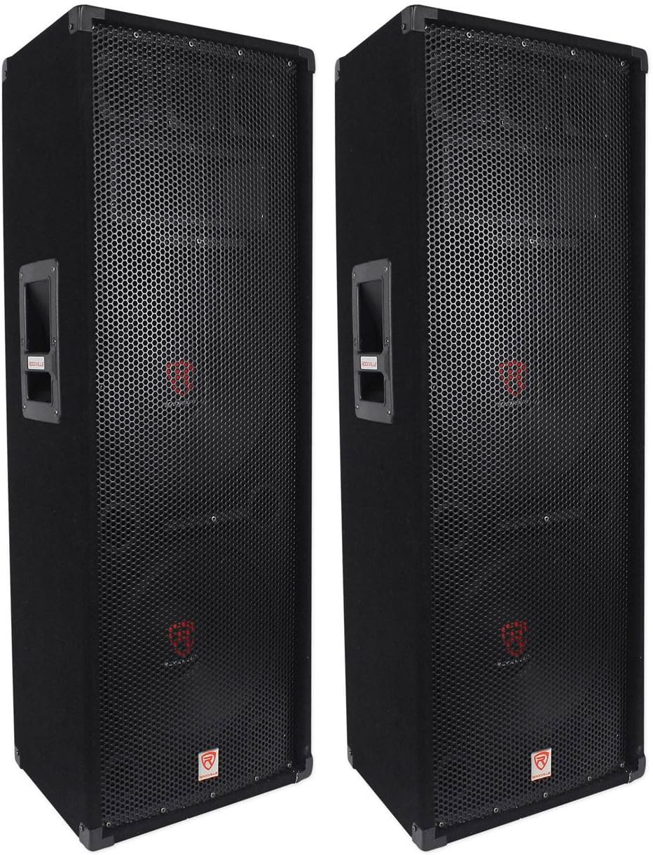Rockville RSG12.2 Multipack: 2 x 12 2000-Watt Passive DJ/Pro PA Speakers, 2 x 36 Mounting Poles, 2 x 20 ft XLR Microphone Cables, 6 Items