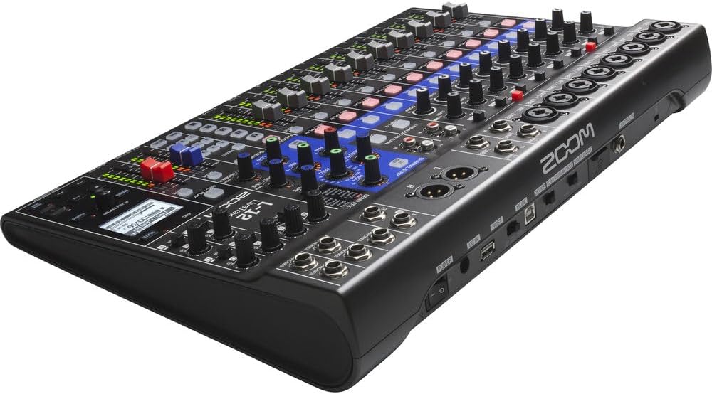 Zoom LiveTrak L-12 Digital Mixer & Multitrack Recorder, for Music, Podcasting, 12-Input/ 14-Channel SD Recorder, 14-in/4-out USB Audio Interface, 5 Powered Headphone Outputs Bundle With Accessories