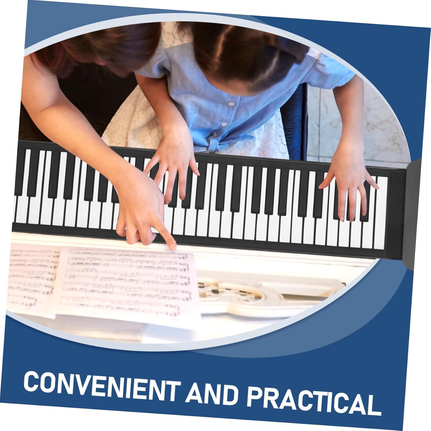 YARNOW Keys Foldable Piano Keyboard Portable Silicone Music Instrument for USB Connection Built Speaker Headphone Jack for Beginners Educational Use