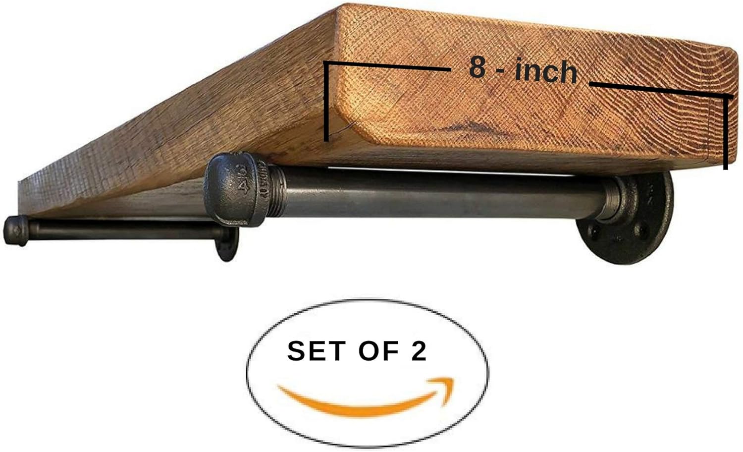 Industrial Floating Shelves Wall Shelf - Floating Shelves Wood Wall Mounted, Hanging Shelves, Floating Shelves Rustic, with Pipe Hardware Brackets (Set of 2) 1.5'' X 7.5'' (Early American, 36'')