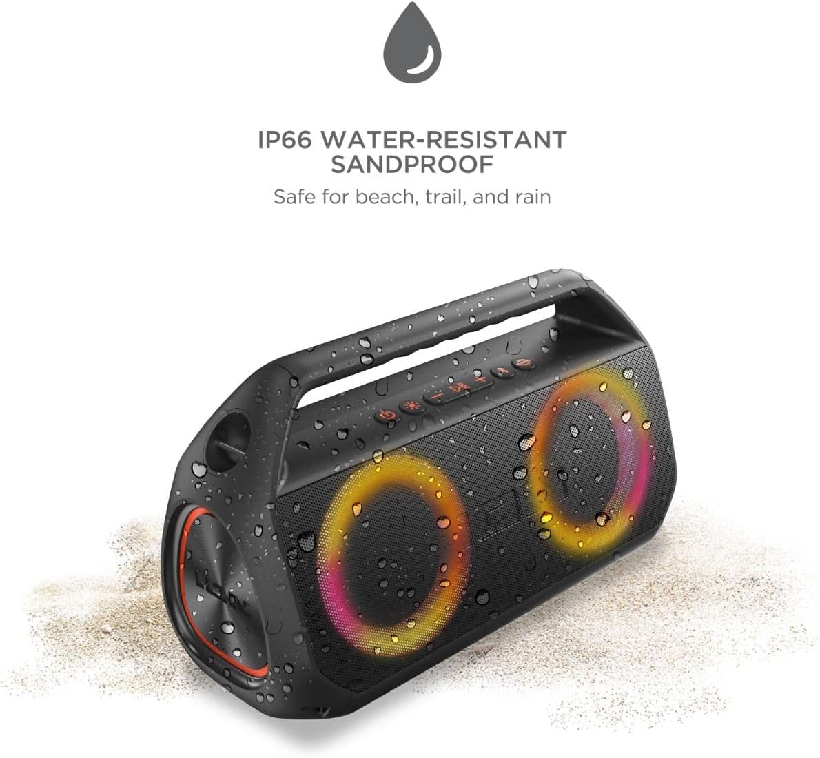 Ion Uber Boom Ultra - Water Resistant 80W Portable Bluetooth Party Speaker with Lights, Battery, Built-in Microphone, and AUX Input (Renewed)