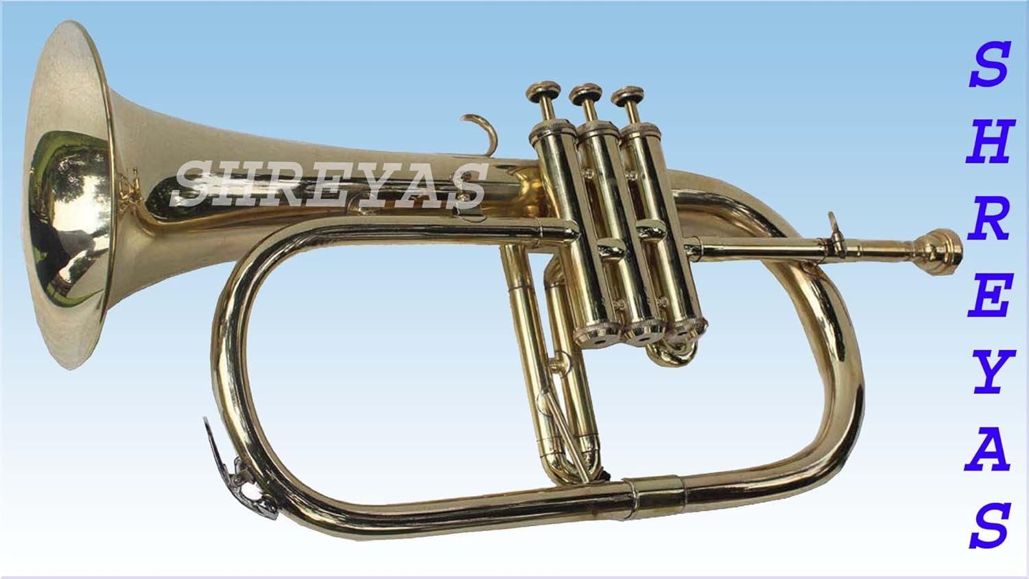 SHREYAS FLUGEL HORN 3 VALVE BRASS Bb PITCH WITH CASE AND MP FLUGLEHORN