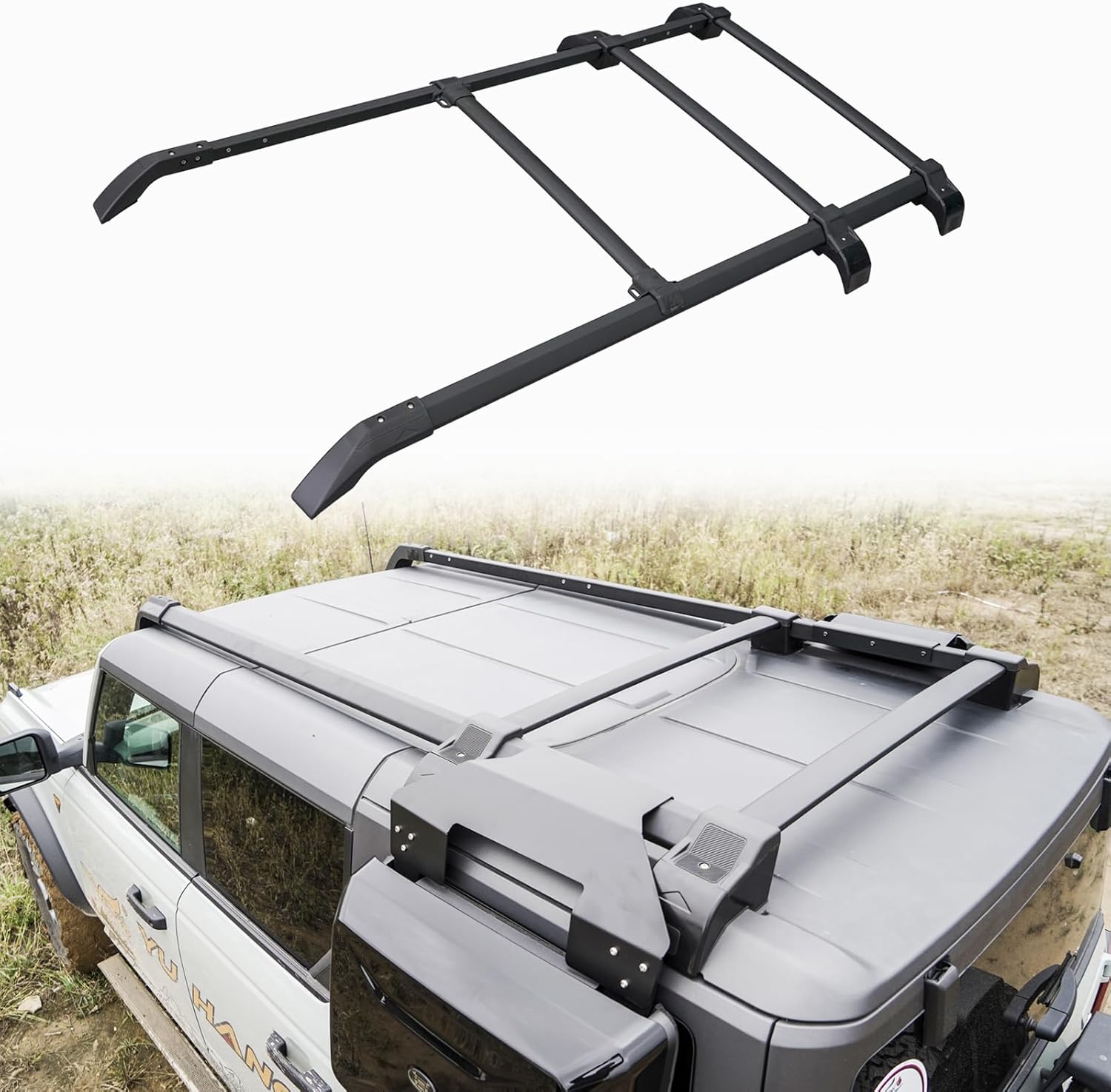 5PCS Extended Roof Rack Cross Bars Kit for 2021-2025 Ford Bronco 4Door Hard Top Rooftop Cargo Accrssories Luggage Rack (Except Bronco Sport)
