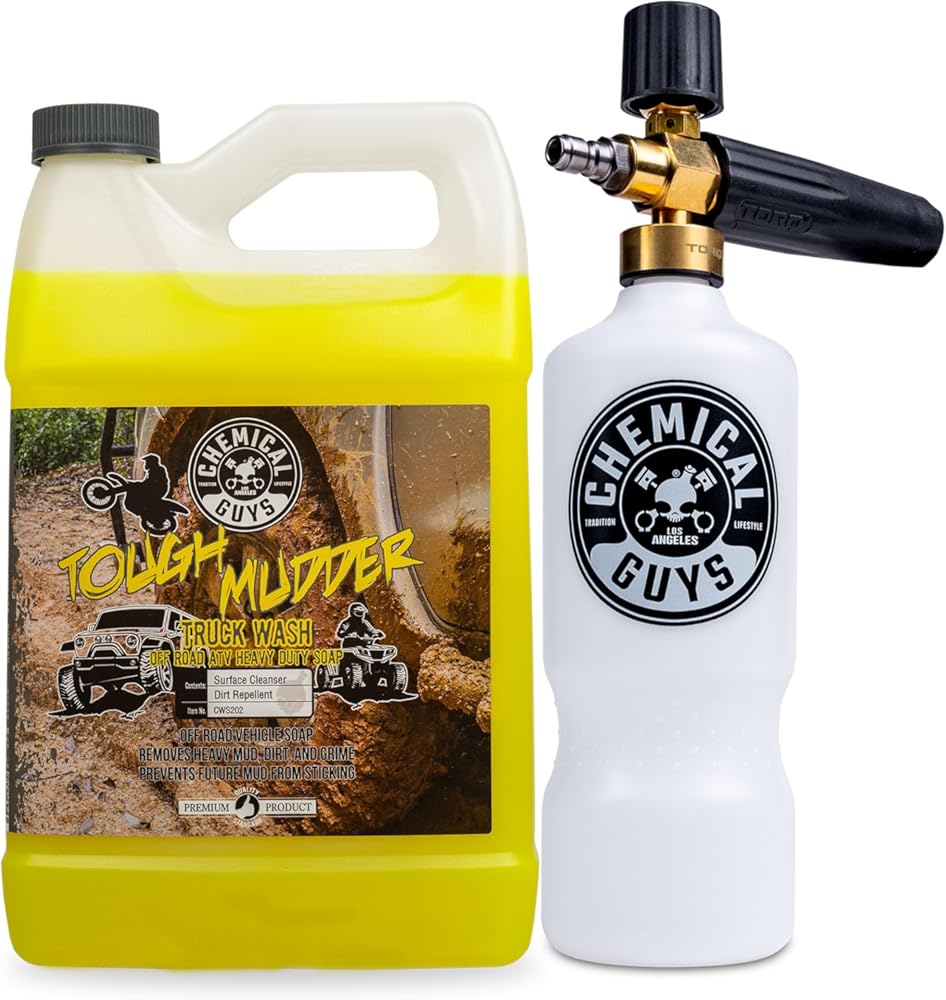 Chemical Guys EQP339 TORQ Professional Foam Cannon & Tough Mudder Truck Wash, Off Road ATV Heavy Duty Soap, 128 fl oz (1 Gallson), Lemon Scent