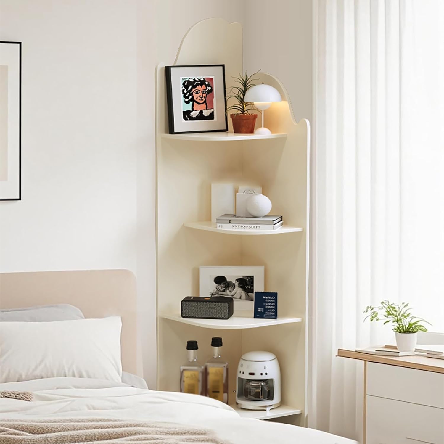 Modern Vertical Bookshelf Tower, Free Standing Corner Bookcase Open Shelves, Simple Storage Shelf Unit, Storage Cabinet Display Rack for Small Spaces(Brown 1,35 * 120cm/13.8 * 47.2in)