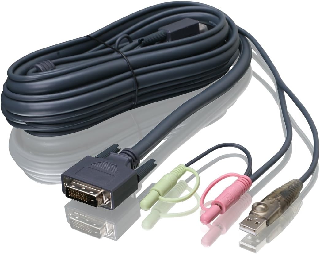 IOGEAR Dual-Link 10 Foot DVI KVM Cable with USB and Audio/Mic, TAA Compliant, G2L7D03UDTAA