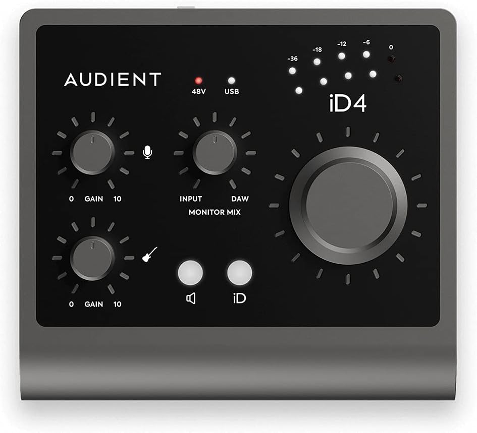 Audient iD4 MkII 2-In 2-Out Audio Interface Bundle with Instrument Cable, XLR Cable, and Austin Bazaar Polishing Cloth